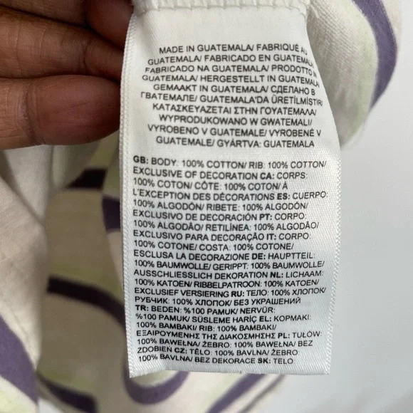 The North Face Short Sleeve Pulover Boxy Striped Cream Purple Women's XL T-Shirt - Picture 8 of 9